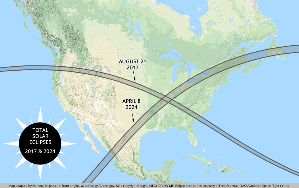 X Marks the Spot: Two Total Solar Eclipses in Seven Years